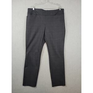 Dalia Gray Plaid Mid Rise Narrow Leg Ponte Pants Women's XL Stretch Pockets
